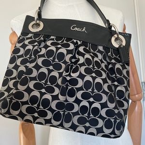 Vintage Coach Monogram Gray Black Silver Shoulder Bag/Purse, Barely Used